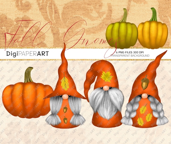 Fall Gnome Clipart Pumpkin Clip Art Scandinavian Gnome Etsy