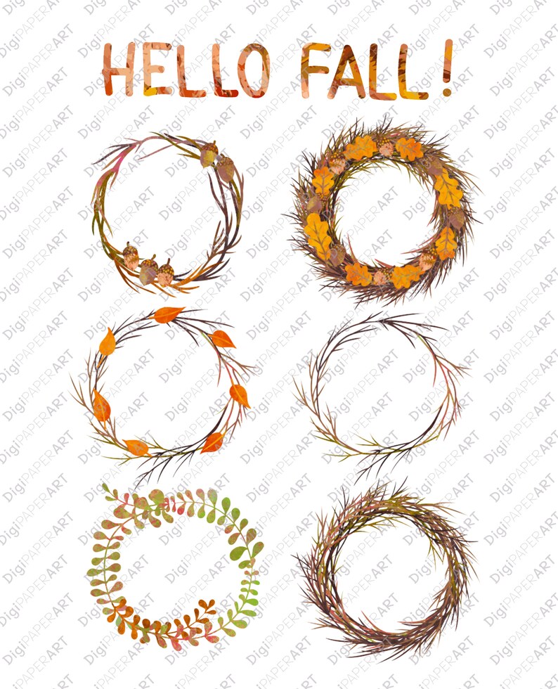 Forest Wreath Clip Art Thanksgiving Twig Wreath PNG Autumn Leaves Wreath Clip Art Watercolor Fall Clipart Wreath Frame Clipart