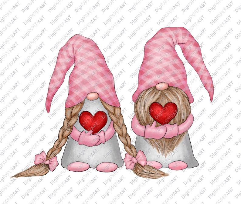 Valentine's Gnomes PNG Instant Download Scandinavian Gnomes Clipart ...