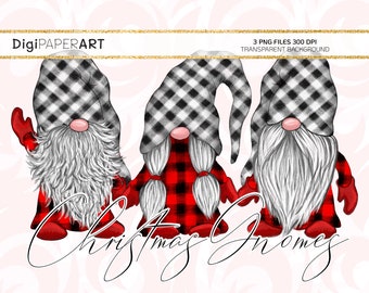 Gnome, Buffalo Red Check Christmas PNG, Buffalo Gnomes Clipart, Nordic Gnomes Clip Art, Tomte, Nisse, Sublimation Graphic Design Elements