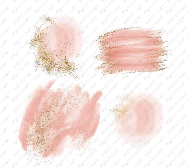 Blush Pink Gold Glitter PNG Watercolor Backgrounds Splatter | Etsy