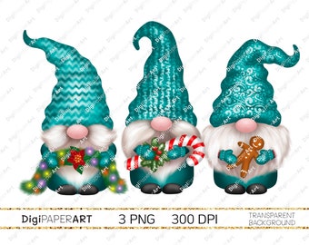 Gnomes PNG, Christmas Sublimation Teal Gnomes, Christmas Scandinavian Gnome Clipart, Nordic Gnomes Clip Art