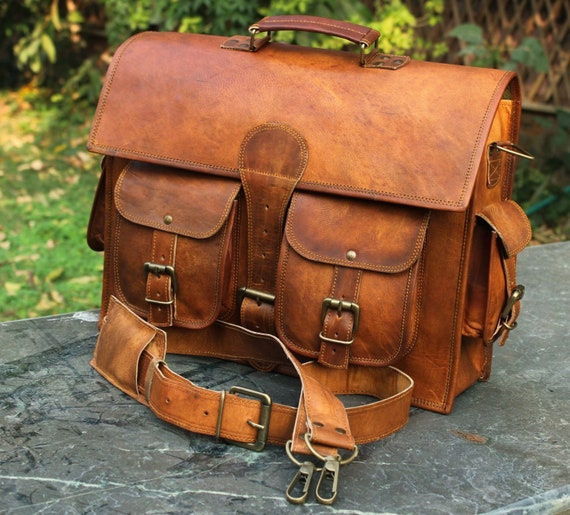 18 inch leather messenger laptop bag