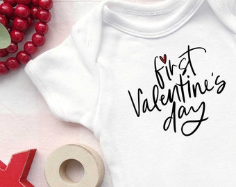 First Valentine's Day Baby Bodysuit, Valentine's Baby Bodysuit, Pregnancy Announcement, Custom Baby Bodysuit, Gift For Him, Gift For Her