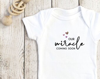 Our Miracle Coming Soon Baby Bodysuit, Pregnancy Announcement, Custom Baby Bodysuit, Gift For Him, Gift For Her