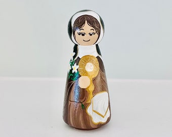 St. Clare of Assisi wooden peg-doll, Catholic gifts, First communion, Confirmation, Patron saint, Easter, Home decor