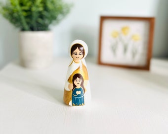 Mother of Mary, St. Anne wooden peg doll, Catholic gifts, Sacrament gifts, Home decor, Easter, Stockings, Mother’s Day, Confirmation
