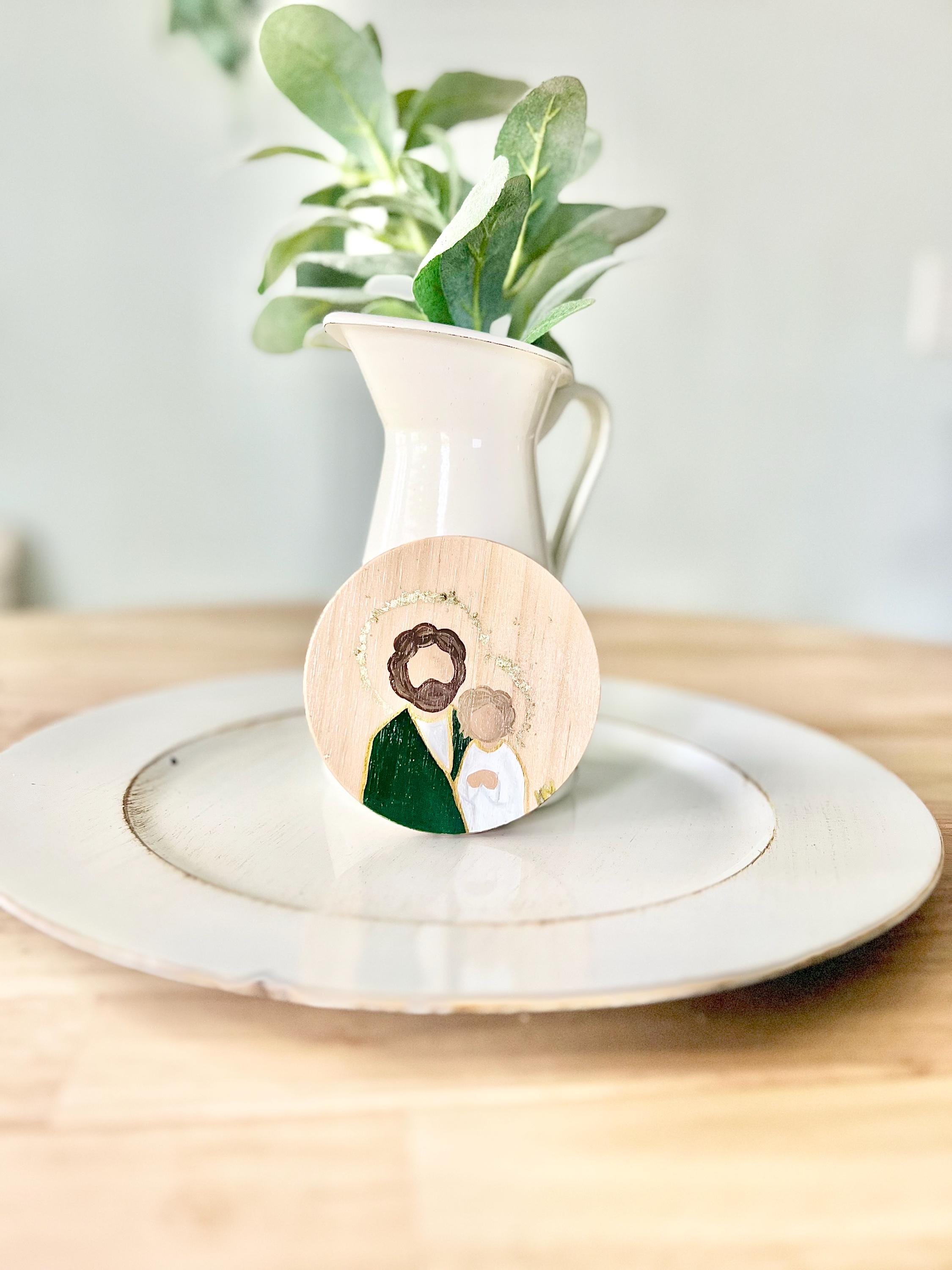 Hand-painted St. Joseph Ceramic Coaster Set: Catholic Home Decor - Etsy