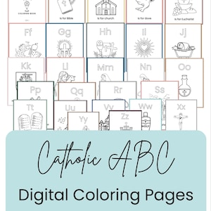 Libro para colorear católico ABC: Santos y símbolos (PDF imprimible)