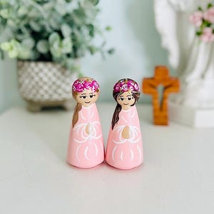 Hand-Painted Guardian Angel Peg Doll: Catholic Keepsake Gift