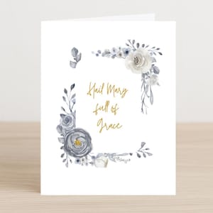 Printable “Hail Mary, Full of Grace” Catholic Greeting Card – Instant Digital Download | Religious Prayer Card | Marian Prayer Printable