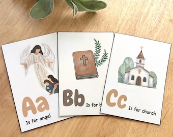 Catholic ABC Flash Cards: Faith-Based Learning (Digital Download)