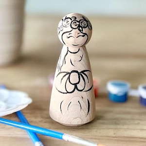 DIY Guardian Angel Peg Doll Kit: Paint Your Own Line Art, Catholic Craft