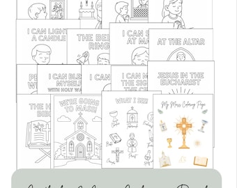Libro para colorear de la Misa Católica para niños: Actividad de Primera Comunión (PDF imprimible)