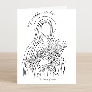 St. Thérèse of Lisieux Digital Print | Catholic Printable Card | Little Flower Wall Art | Catholic Greeting Card | Instant Download