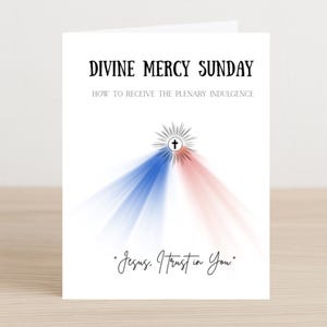 Imprimable Dimanche de la Miséricorde Divine – carte pliée pour l'indulgence plénière + carte de prière chapelet de la Miséricorde divine | Téléchargement numérique de prière catholique