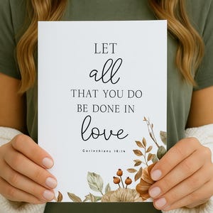 Fall Scripture Greeting Card – 1 Corinthians 16:14, Christian Encouragement (Digital Download)