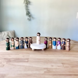 Hand Painted the Last Supper Peg Doll Set Jesus His 12