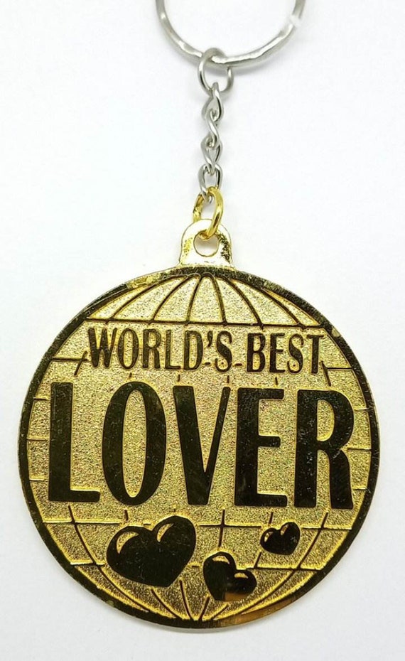 Worlds Best Lover Gold Metal Keyring