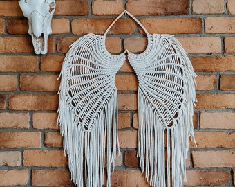 Ailes d'ange en macramé faites à la main - Décoration murale - Bijoux de maison de style Boho - Accent de maison bohème - Idée cadeau unique pour les proches