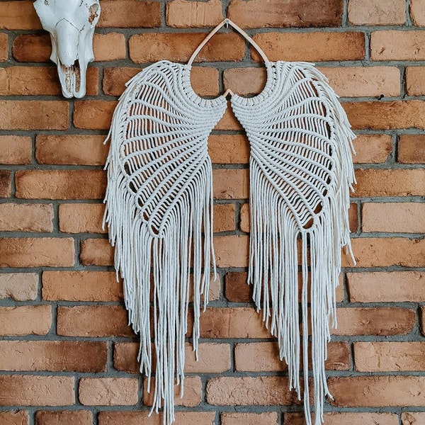 Handmade Macrame Angel Wings - Wall Decor - Boho Style Home Jewelry - Bohemian Home Accent - Unique Gift Idea For Loved Ones