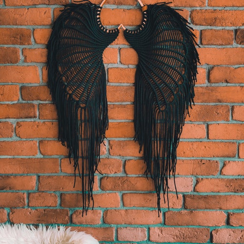 Large Macrame Angel Wings Wall Hanging XL GREY Etsy