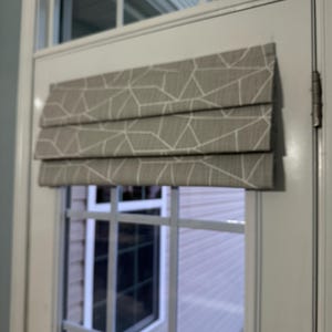 Magnetic Shade for Metal Doors | Limited Quantities | Cut Glass French Grey & White Slub Canvas  | Metal/Magnetic Door Required | ONE Panel