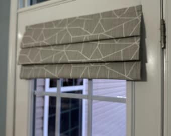 Magnetic Shade for Metal Doors | Limited Quantities | Cut Glass French Grey & White Slub Canvas  | Metal/Magnetic Door Required | ONE Panel