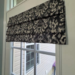 Magnetic Shade | 24&quot;x38&quot; | Limited Quantities | Grey, Black Damask | 100% Cotton  | Unlined | Metal/Magnetic Door Required | 1 Panel