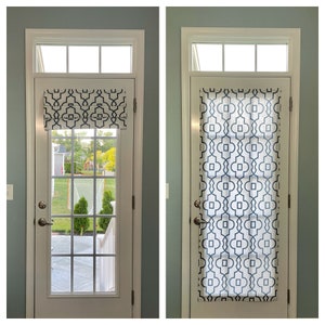 24&quot;x66&quot; Magnetic Shade  | Limited Quantities | White & Navy 100% Cotton | No Hardware Required | Metal/Magnetic Door Required
