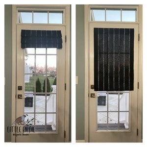 Magnetic Shade | Black with White Stripe | Made to Order | Metal Door Shade | No Hardware Required | Metal/Magnetic Door Required