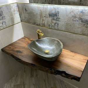 Suspended Shelf for Design Washbasin in National Walnut - Etsy