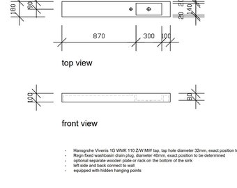 Ruimtebesparende design wandwastafel in notenhout