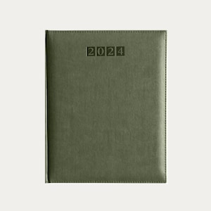2026 Executive Desk Diary Firenze Vegan Leather Moss Green (Hard Cover), Customized Journal, Personalized Journal, Leather Journal