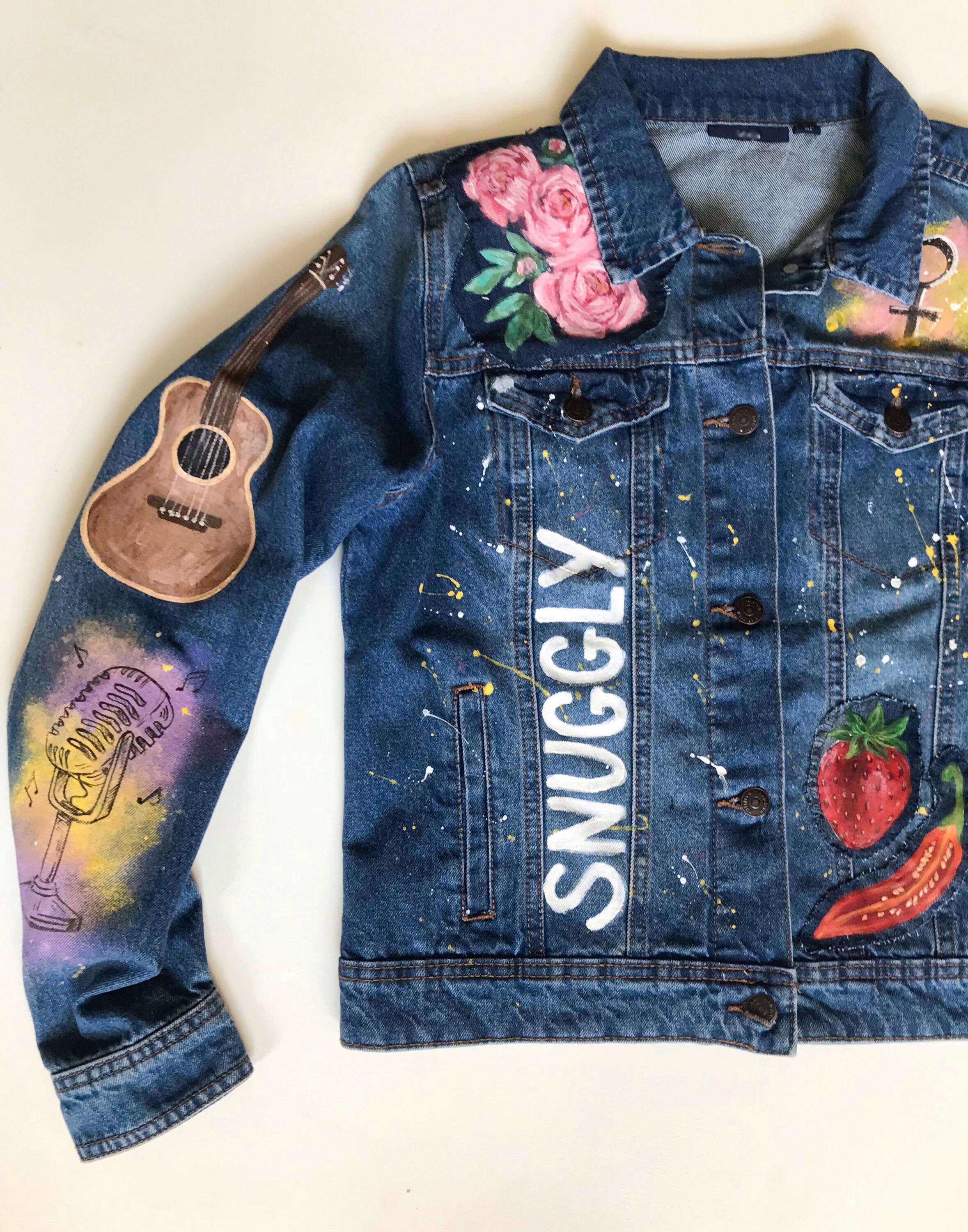 Paint denim jacket Custom Denim jacketdenim patches Hand Etsy