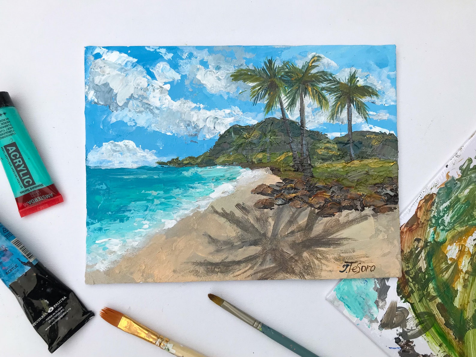 Hawaii-Malerei Landschaft original-Gemälde tropischen Strand | Etsy