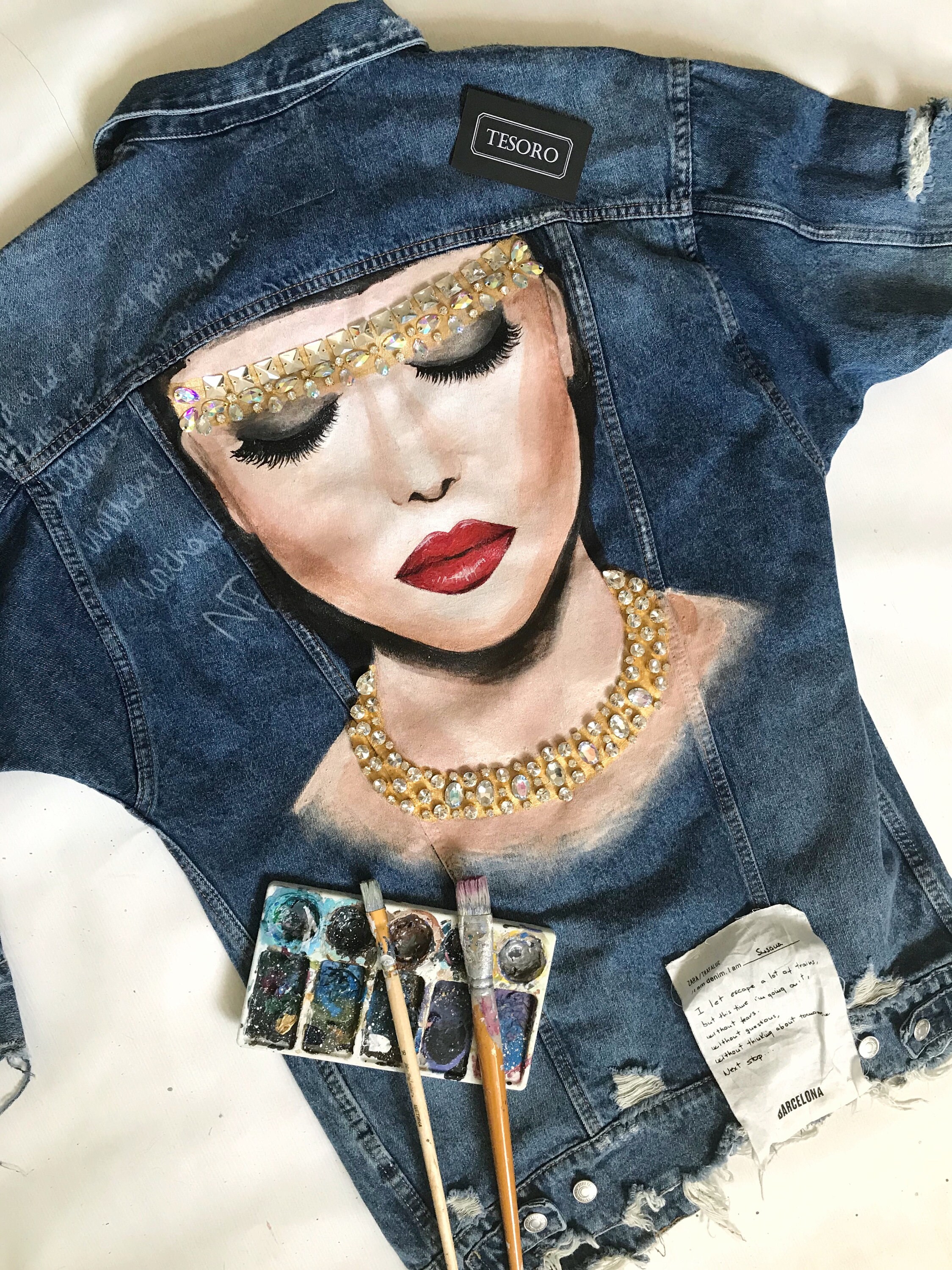 Custom Denim jacket with artwork Jean jacket with acrylic Etsy