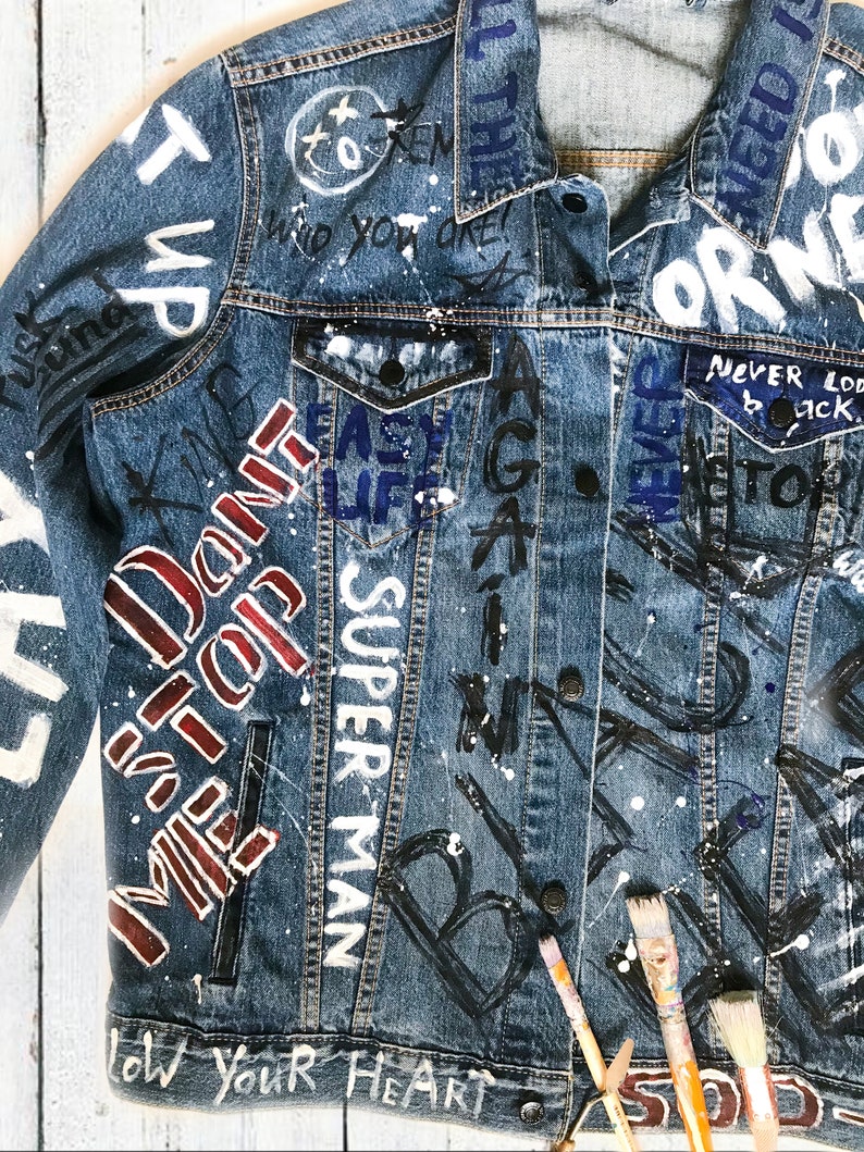 Hand Paint denim jacket Custom jean jacket painted clothing Etsy