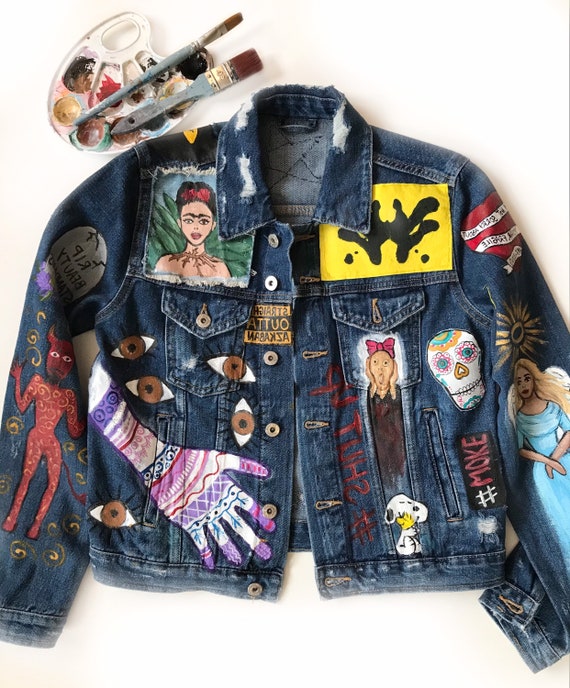 Custom Denim Jacket Jean Jacket With Acrylic Painting Hand | Etsy