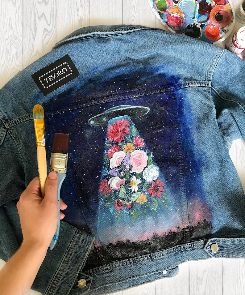Hand Paint denim jacket Custom Denim jacket Hand painted Etsy