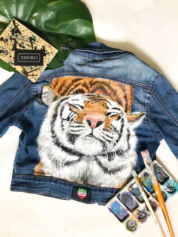 jean jacket with tiger