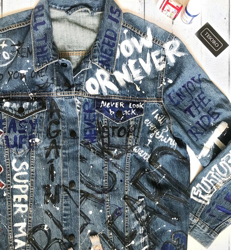 Hand Paint denim jacket Custom jean jacket painted clothing Etsy