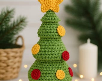Crochet Christmas Tree Pattern with Star: Christmas Decor Crochet Pattern DIY Amigurumi Tree Tutorial Christmas Tree tutorial download