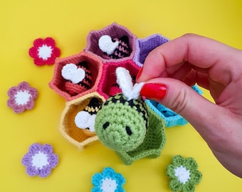 Crochet Beehive Sorting Toy Pattern: Rainbow Bee Set (PDF Pattern) Montessori Gift Summer 2026