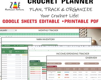 Crochet Planner 2026: Organizzatore digitale di Google Fogli (planner PDF STAMPABILE)