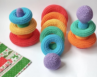 Crochet baby toys Montessori rainbow stacking rings pattern Crochet Stacking Educational baby toy Easter Montessori Gift 2026 crochet