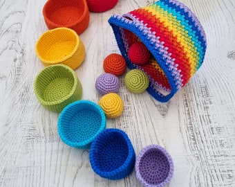 Crochet Montessori Set Crochet Pattern Nesting Bowls Set Stacking Basket Included Easter Crochet 2026 crochet pattern