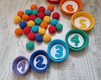 Apprentissage complet des couleurs, motif de comptage des nombres | Jouets pour bébés | Crochet Montessori | Cadeau pour enfants | Arc-en-ciel | Patron au crochet PDF