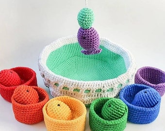 Visset Montessori haakwerk baby cadeau speelgoed Cadeau zomer 2026 afdrukbare kleurenflitskaarten inbegrepen haakpatroon 2026 pdf