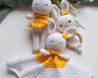 Easter Crochet Gift Set PDF Pattern: Bunny, Rattle, Lovely Security Blanket - The Perfect Crochet Present for Babies & Toddlers